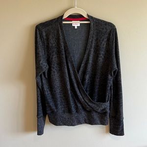 SUNDRY Cheetah Wrap Pullover
